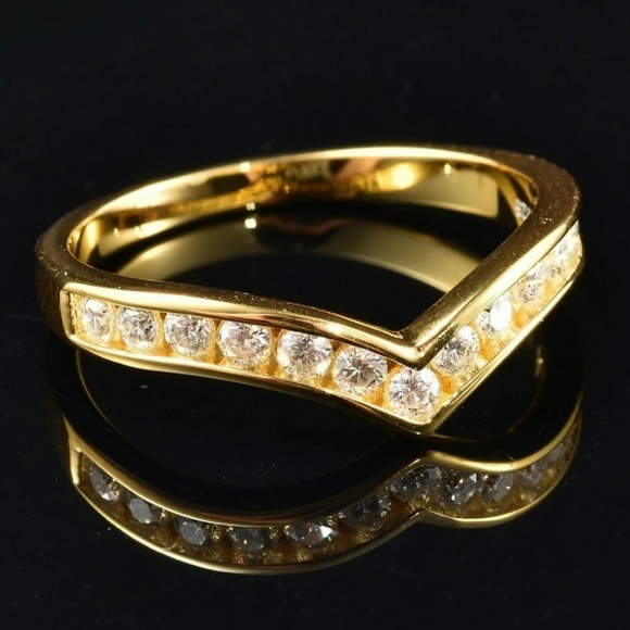 NEW Moissanite VS EF Wishbone Gold Ring - Picture 8 of 14